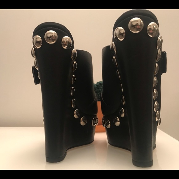 Giambattista Valli Black leather wedges 37 NWT - Picture 3 of 6